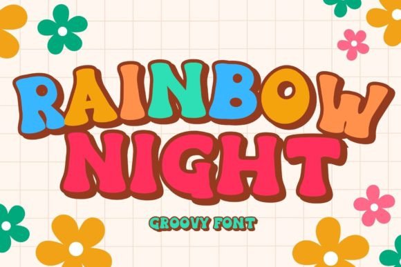 Rainbow Night: A Retro Groovy Display Font for Digital Brands